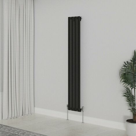 WarmeHaus Vertical 1600x272mm Flat Panel Radiator Black Single
