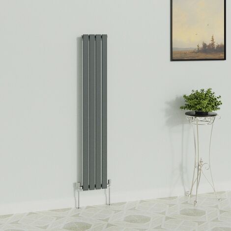 WarmeHaus Vertical 1600x272mm Flat Radiator Anthracite Single