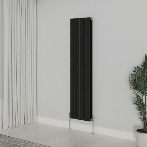 WarmeHaus Vertical 1600x408mm Flat Panel Radiator Black Double