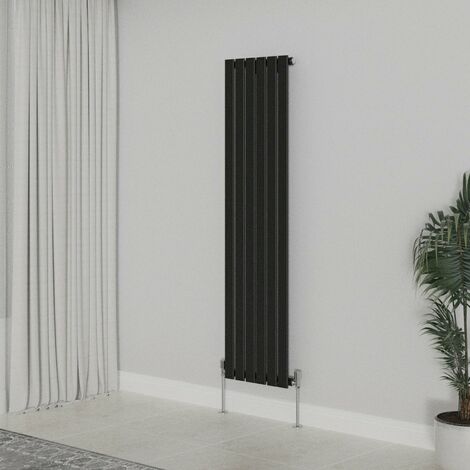WarmeHaus Vertical 1600x408mm Flat Panel Radiator Black Single