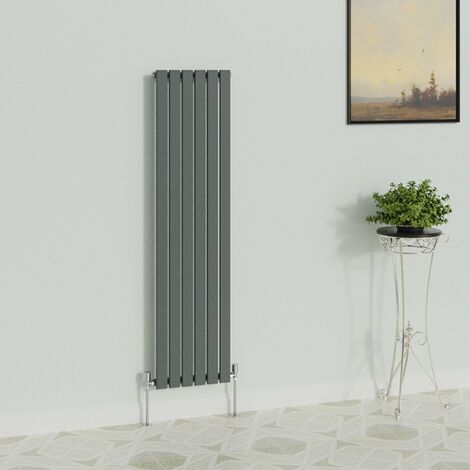 WarmeHaus Vertical 1600x408mm Flat Radiator Anthracite Single