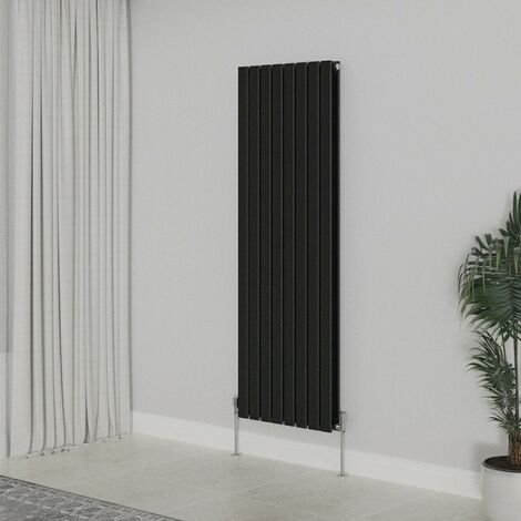 WarmeHaus Vertical 1600x544mm Flat Panel Radiator Black Double
