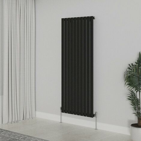 WarmeHaus Vertical 1600x680mm Flat Panel Radiator Black Single