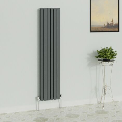 WarmeHaus Vertical 1800x408mm Flat Radiator Anthracite Double