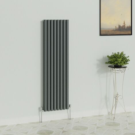 WarmeHaus Vertical Oval Double Anthracite Radiator 1600x472mm