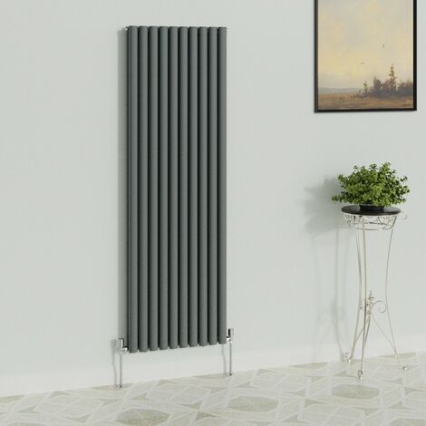 WarmeHaus Vertical Oval Double Anthracite Radiator 1800x590mm