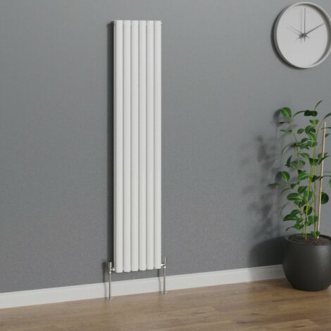 WarmeHaus Vertical Oval Double Panel White Radiator 1800x354mm