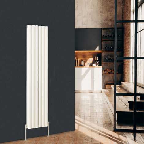 Warmehaus Vertical Oval Panel Double Radiator White 1600 x 355mm