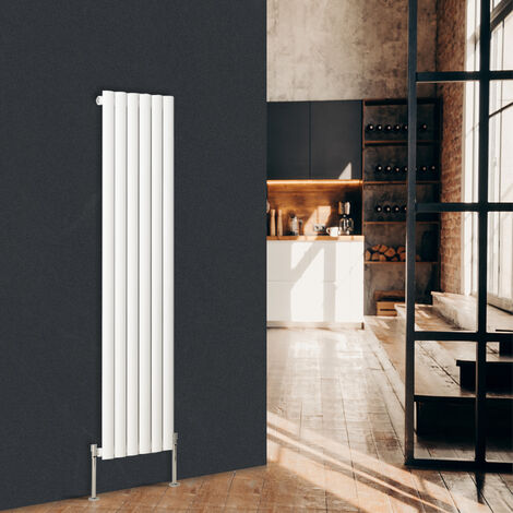 Warmehaus Vertical Oval Panel Single Radiator White 1600 x 355mm