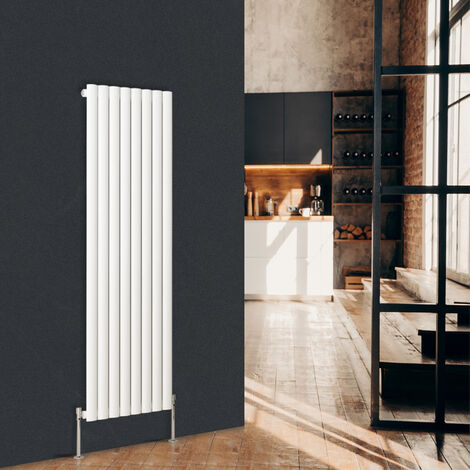 Warmehaus Vertical Oval Panel Single Radiator White 1600 x 473mm