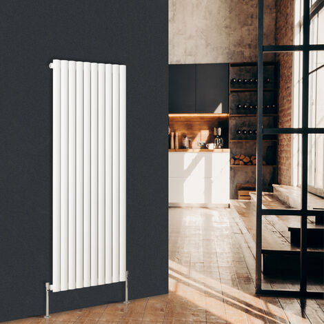 Warmehaus Vertical Oval Panel Single Radiator White 1600 x 591mm