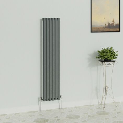 WarmeHaus Vertical Oval Single Anthracite Radiator 1600x354mm