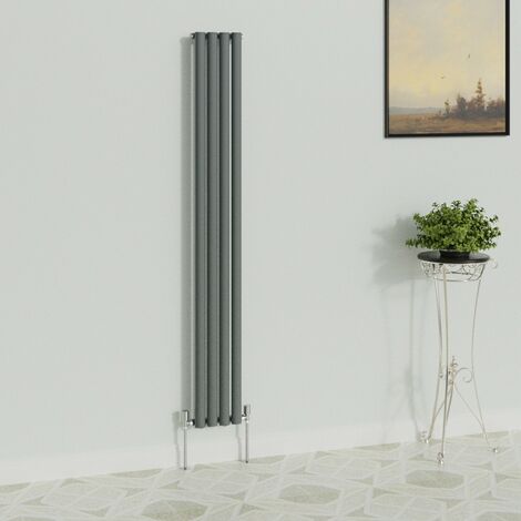 WarmeHaus Vertical Oval Single Anthracite Radiator 1800x236mm