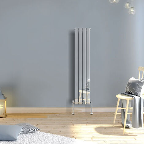 Warmehaus Vertical Radiator Flat Panel Single Chrome 1600 x 274mm