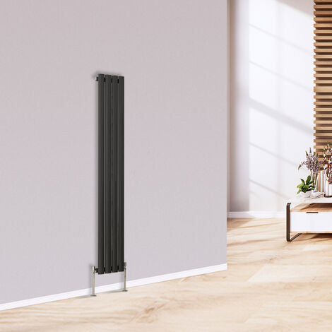 Warmehaus Vertical Radiator Oval Single Anthracite 1600 x 237mm
