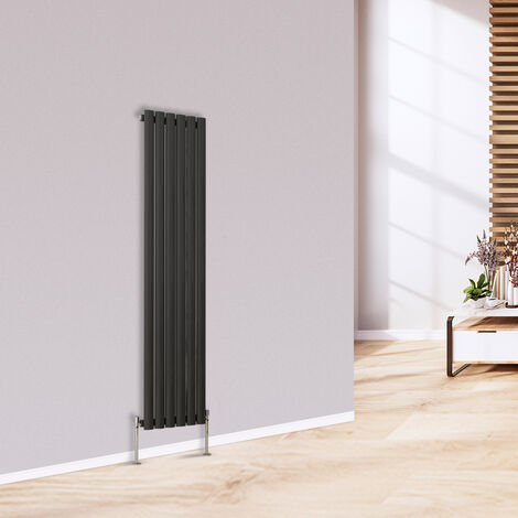 Warmehaus Vertical Radiator Oval Single Anthracite 1600 x 355mm
