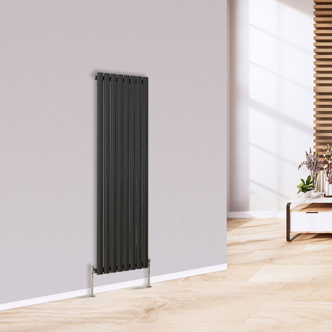 Warmehaus Vertical Radiator Oval Single Anthracite 1600 x 473mm