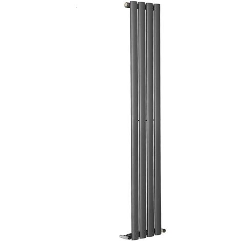 Warmehaus Vertical Radiator Oval Single Anthracite 1800 x 237mm
