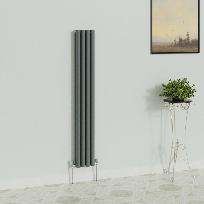 Image of WarmeHaus Vertical Oval Double Anthracite Radiator&hellip;
