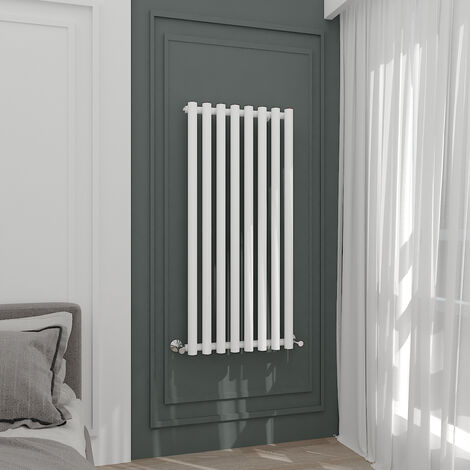 WarmeHaus White 1200x545mm Vertical Radiator Single Round Panel