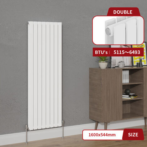 Warmehaus White Double Column Flat Panel Vertical Radiator 1600x544mm