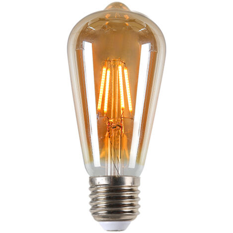 Warmes Licht, braune Glasfilament-LED-Retrolampe, ST64, braune Version, 6 Watt, warmes Gelb, 2200 K