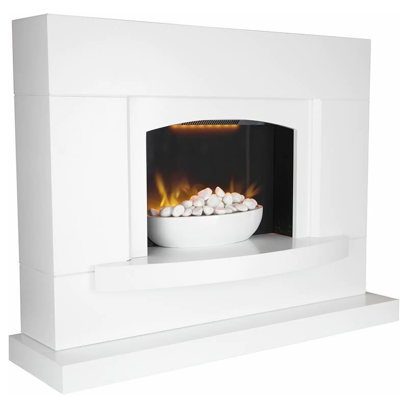 Image of Warmlite - WL45046 Oxford Electric Pebble Fireplace Suite, Adjustable Thermostat with Remote Control Operation, led Flame Effect with Pebble Display,