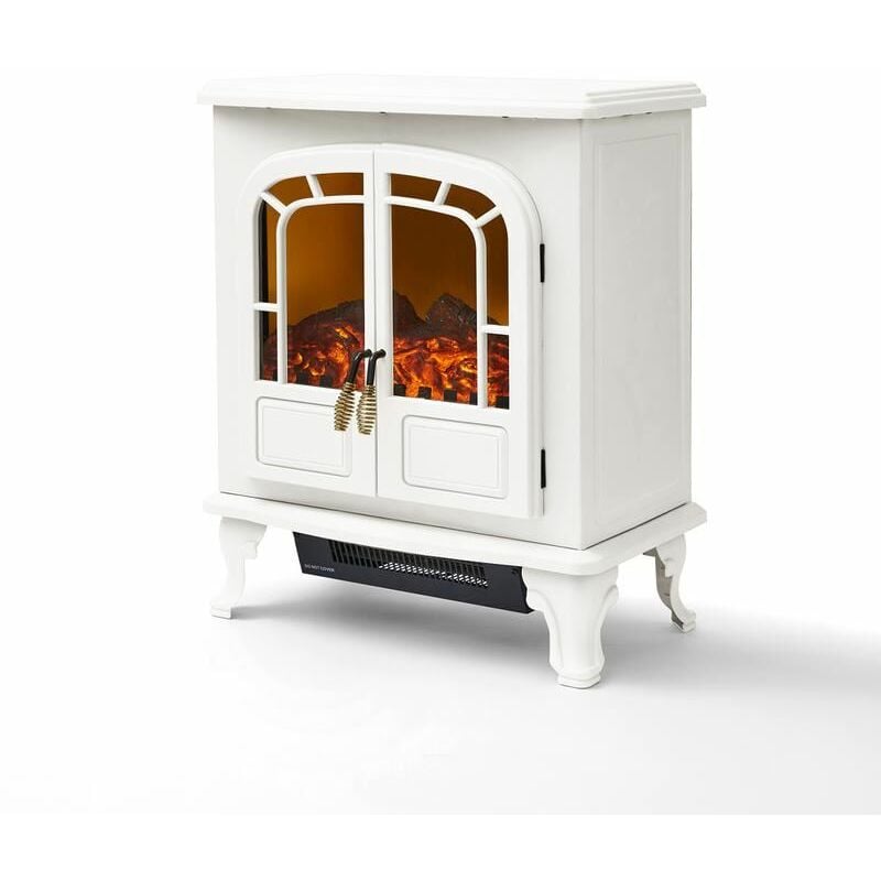 Image of Warmlite - WL46019W Wingham 2-Door Portable Electric Fire Stove Heater with Realistic led Flame Effect, Adjustable Thermostat, Overheat Protection,