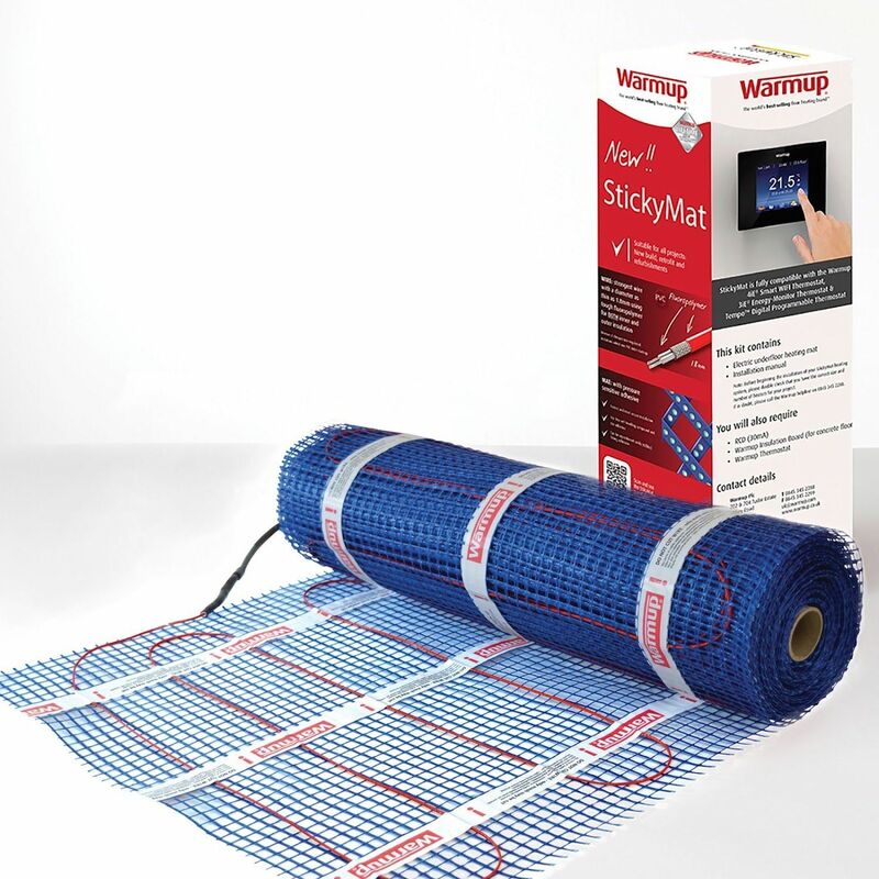 Image of Electric Underfloor Heating Sticky Mat Kit Red Floor Cable 200W/m2 - 10m2 - Red - Warmup