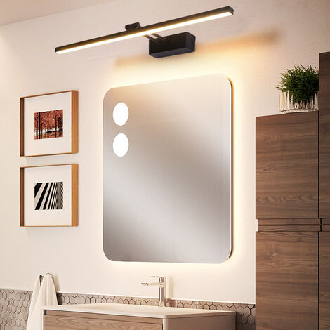 Warmweiße LED Badezimmerspiegellampe 10W 3000K Moderne Innenbadbeleuchtung Schwarze Lampe Badezimmerbeleuchtung 1000LM 50CM [Energieklasse A+]