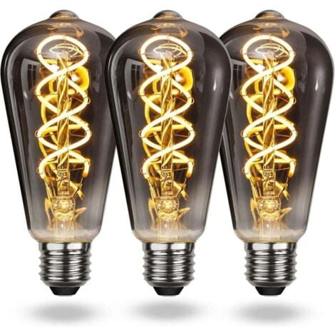 ODIPIE Warmweiße Vintage-E27-LED-Glühbirne, Vintage-E27-dimmbare Spiral-Glühlampe, 4 W, weiches Licht, E27-Vintage-Edison-Glühbirne, geeignet für Wohnzimmer, Schlafzimmer, Flur, Terrasse usw. [Energieklasse