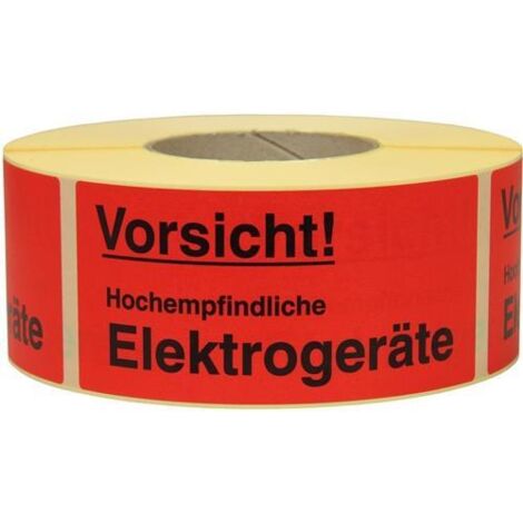 Warnetiketten Maße 145x70mm Papier rot Vorsicht Hochempfindliche Elektroge