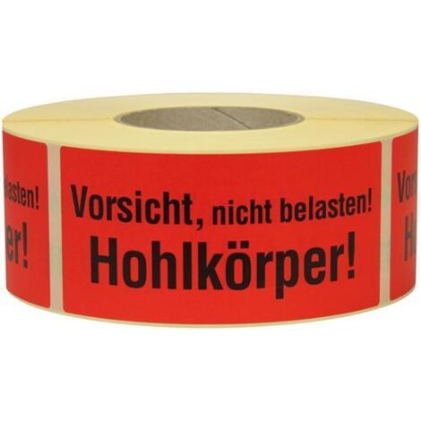 Warnetiketten Maße 145x70mm Papier Vorsicht nicht belastbarer Hohlkörper