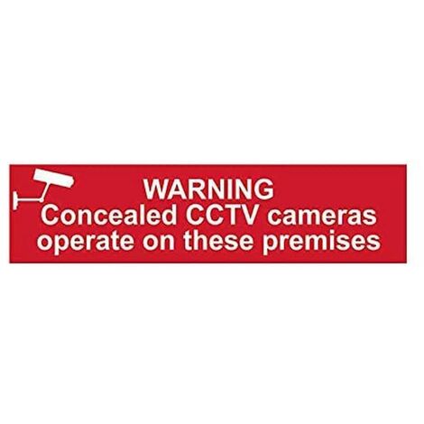 Warning Concealed CCTV Cameras Operate On These Premises - PVC 200 x 50mm SCA5254