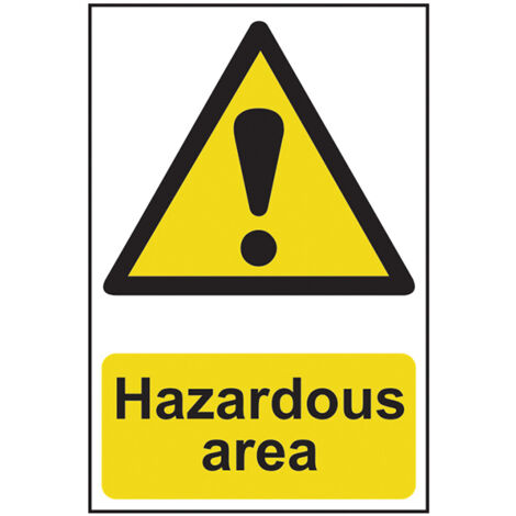 Warning Sign for Hazardous Areas - Self-Adhesive Semi-Rigid PVC, 400mm x 600mm, Suitable for Safety and Security Marking