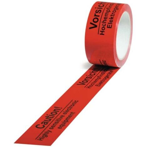Warnklebeband PP Empfindliche Elektrogeräte L.66m B.50mm rot Rolle TRANSPAK