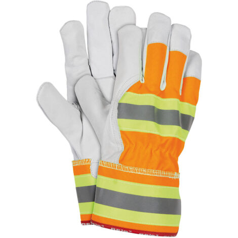 Warnschutz Leder-Arbeitshandschuhe aus Ziegenleder orange