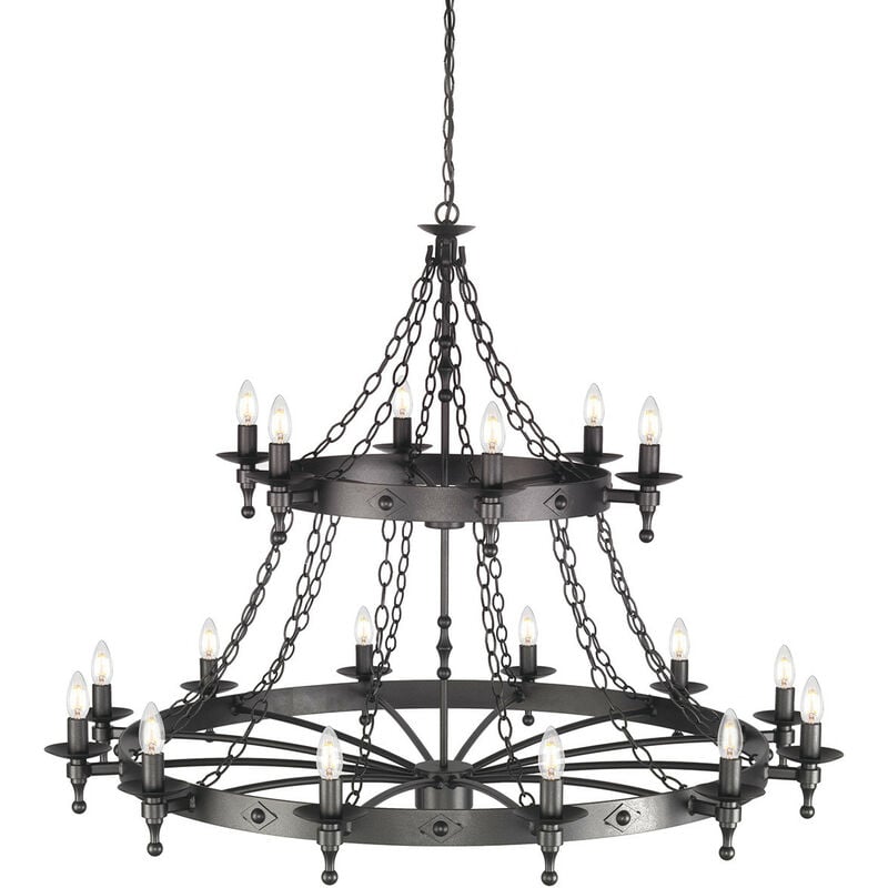 Elstead - Warwick - 18 Light 2 Tier Pendant Chandelier - Graphite Black