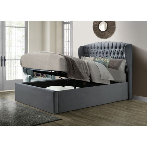 BEDMASTER Warwick Velvet Ottoman Grey Double