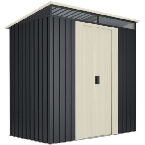 Wasabi – Abri de jardin métal 2.3 m2 – Panneaux en acier galvanisé anti-corrosion – Double porte coulissante – Drain intégré – Garantie 10 ans