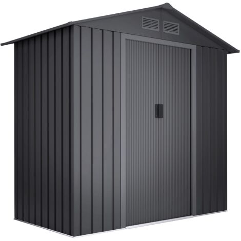 Wasabi – Abri de jardin métal 2,57m2 – Acier zingué et tôle galvanisée – Double porte coulissante – Dimensions 196x131x196cm – Rangement sécurisé