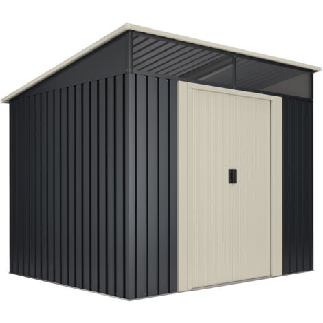 Wasabi – Abri de jardin métal 4,6 m² – Panneaux d'acier galvanisé anti-corrosion – Dimensions 194x239x203 cm – Double porte coulissante 1,73 m