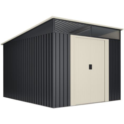 Wasabi – Abri de jardin métal 6.6 m2 – Panneaux en acier galvanisé anti-corrosion – Double porte coulissante – Dimensions 279x238x203cm – Garantie 10 ans