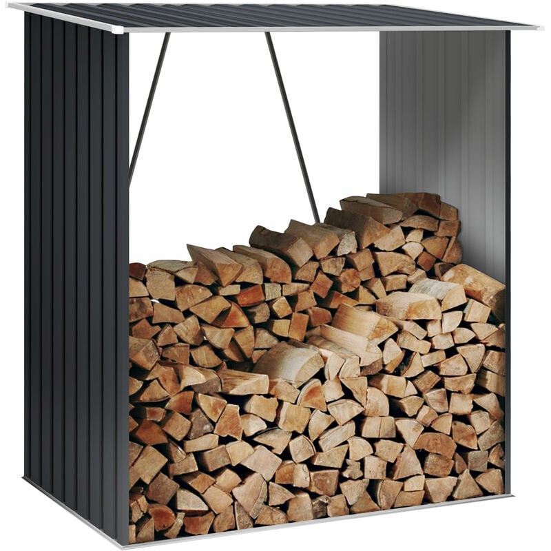 Bûcher métal 1,38m2 Wasabi Timber - Plancher inclus - Montage facile - Renforts arrière robuste - Gris Anthracite - Abri de jardin pour bois
