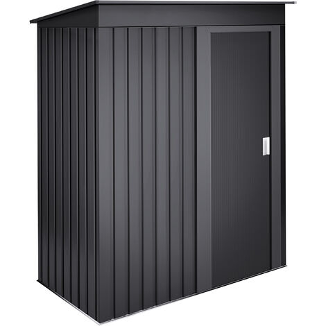 WASABI Metallic Gartenschrank Anthrazit 1,39m2 - 86x162x181cm - Schiebetür - Schrägdach - Pultdach