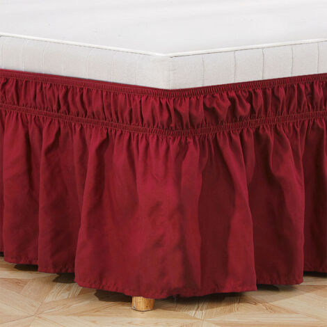 Waschbare, farbechte Stretch-Bettumrandungen für Zuhause und Hotel, bordeauxrot, Queen-Size