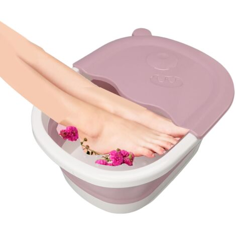 Waschbare Fußbadewanne für ein angenehmes Fußbad, aus robustem Kunststoff, groß, rosa, mit großem Stauraum