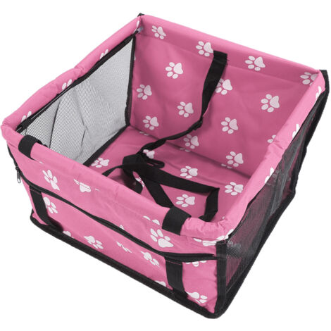 Waschbare Haustiertransportbox mit Bärenpfotenabdruck und Stützstange. Sicherheitssitz für Haustiere im Auto.