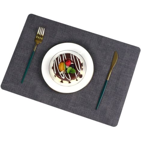 Waschbare Kunststoff-Tischsets: Doppelseitige Tischsets, 6er-Set (Dunkelgrau), hitzebeständig und rutschfest, 43 x 30 cm