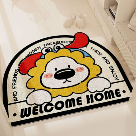 Waschbare PVC-Fußmatte, rutschfest, für Zuhause, mit Bärenmotiv, 40 x 60 cm, gelbe Eingangsmatte